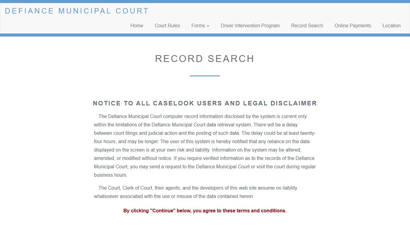 Defiance Municipal Court - Record Search