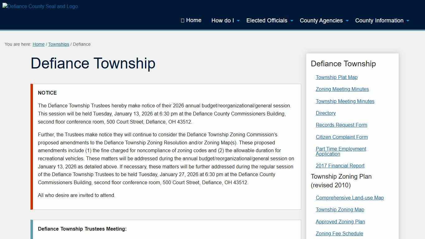 Defiance Township Defiance County, Ohio