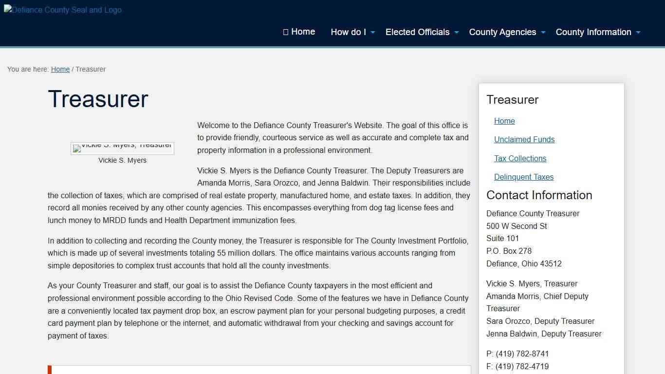 Treasurer Defiance County, Ohio